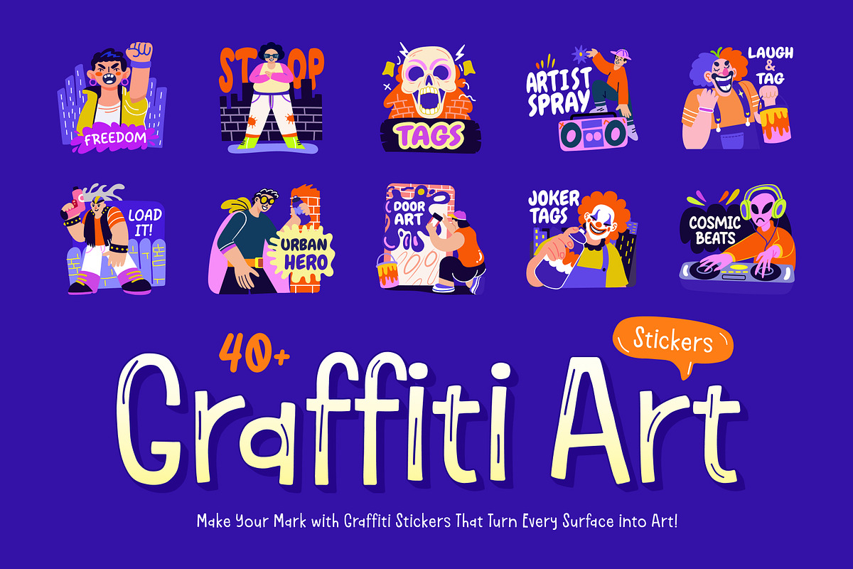Animated Graffiti Art Stickers Set, an Emoji Icon by Creative Stall (Photo 1 of 5)