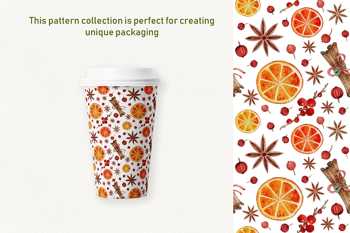 Watercolor Christmas pattern set, a Pattern Graphic by Dina Guiter (Photo 4 of 7)
