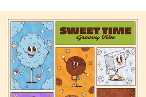 Sweets and dessert food groovy, an Illustration by Buch&Bee
