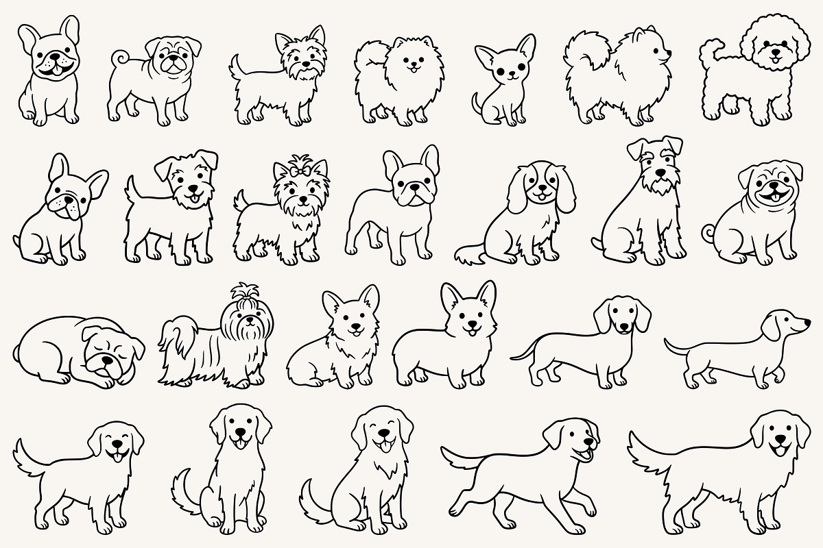 Cute Dog Breed Line Art illustration, an Animal Illustration by Kusumaillustration (Photo 4 of 7)