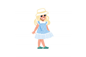 Smiling blond girl wearing summer, a Person Illustration by pikepicture