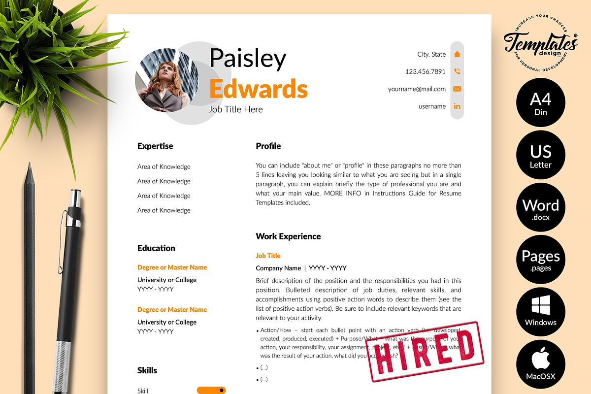 Modern CV Format / Resume - Paisley, a Resume Template by Templates Design Co. (Photo 1 of 17)