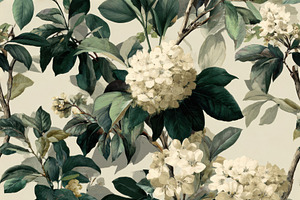 Antique White Floral Seamless Patter, a Pattern Graphic by Virgo Studio