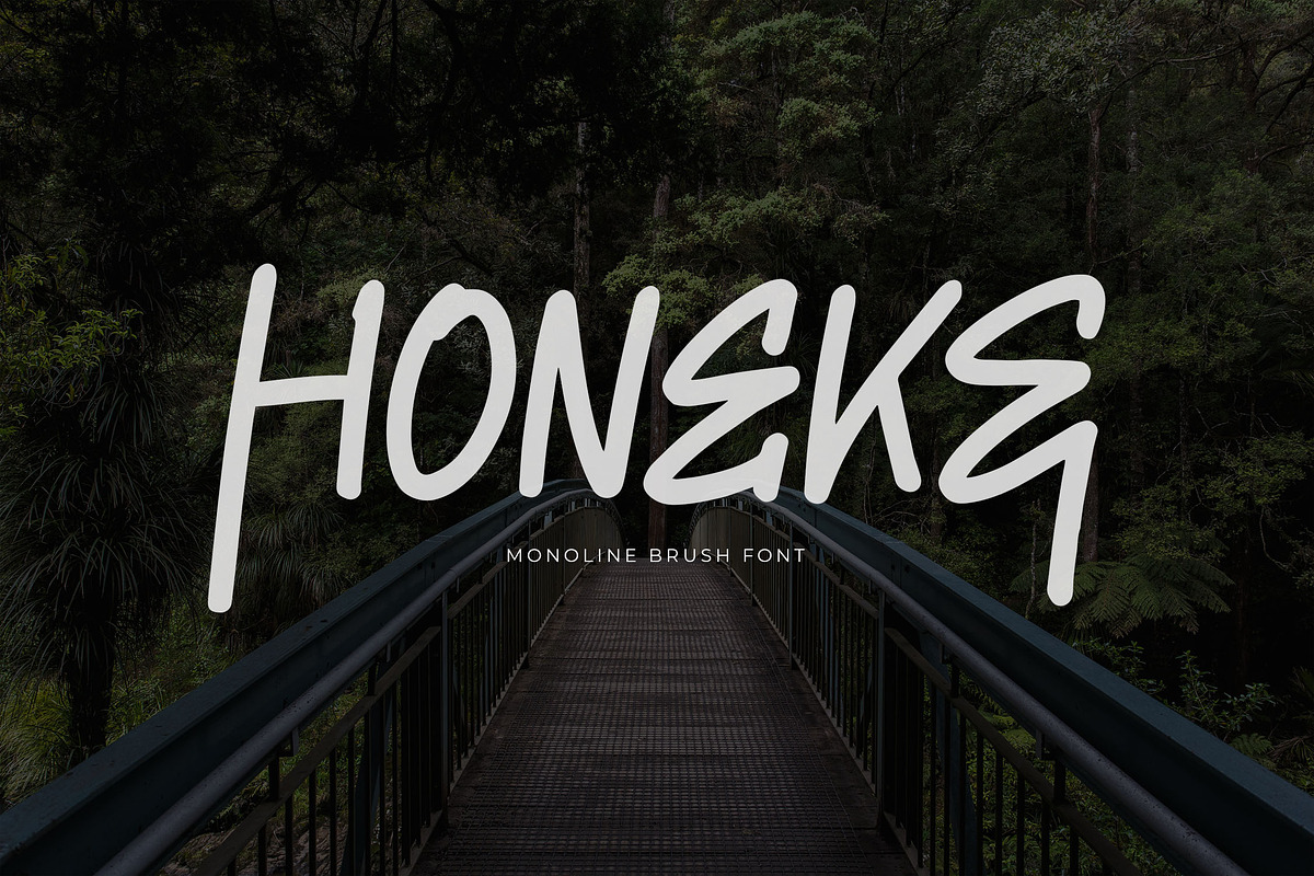 HONEKE Monoline Brush Font, a Handwritten Font by NTC Graphic (Photo 1 of 9)