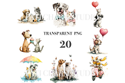 20 Whimsical Cat and Dog PNG Clipart, an Animal Illustration by Pati Charm Studio (Thumbnail 3 of 8)