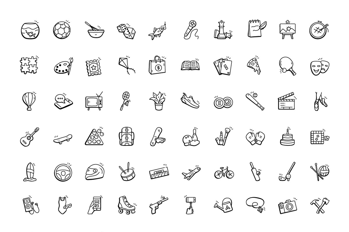 Hand Drawn Hobbies Icons, an Object Illustration by Brickclay (Photo 8 of 8)