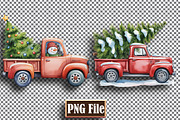 Watercolor Christmas Trucks Clipart, a Decorative Illustration by protabsorkar11 (Thumbnail 3 of 7)