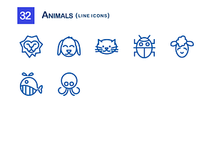 32 Animals Line Icons