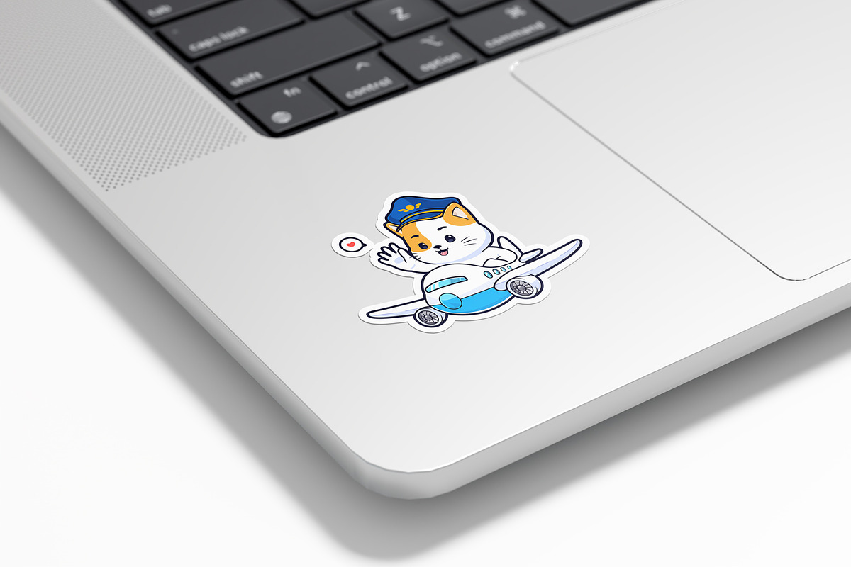 Cute Cat Pilot Riding Airplane Icon, an Animal Illustration by tkzgraphic (Photo 3 of 3)