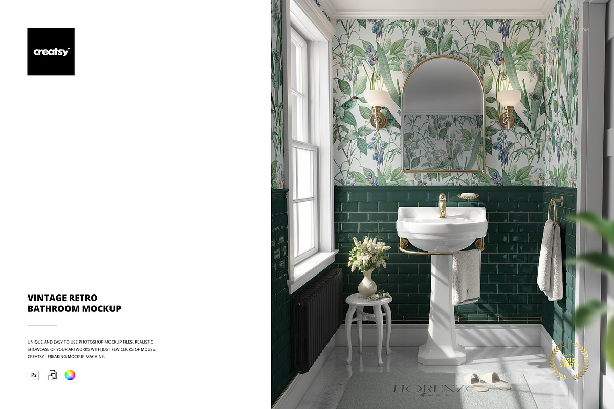 Vintage Retro Bathroom Mockup, a Household Mockup by creatsy5 (Photo 1 of 5)