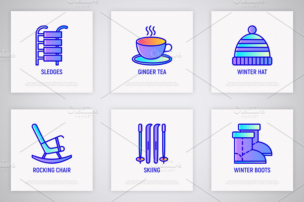 Winter | 16 Thin Line Icons Set, an Outline Icon by Alex Blogoodf (Photo 5 of 9)