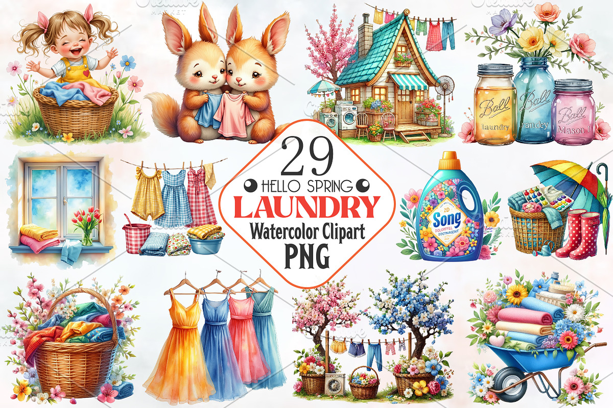 Spring Laundry Clipart, an Illustration by RobertsArt (Photo 1 of 7)