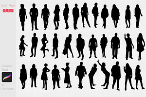 People Silhouette Stamps Guide Art