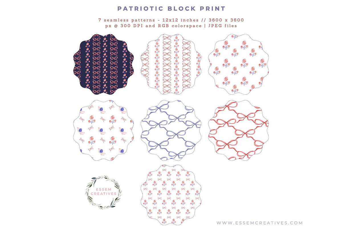 Patriotic Block Print Frames & PNG, a Seasonal Illustration by Essem Creatives (Photo 4 of 6)