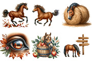 Autumn Brown Horse Clipart, an Illustration by Watercolor design (Thumbnail 3 of 4)