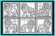 Stained Glass Lion Coloring Pages, an Animal Illustration by protabsorkar11 (Thumbnail 3 of 6)