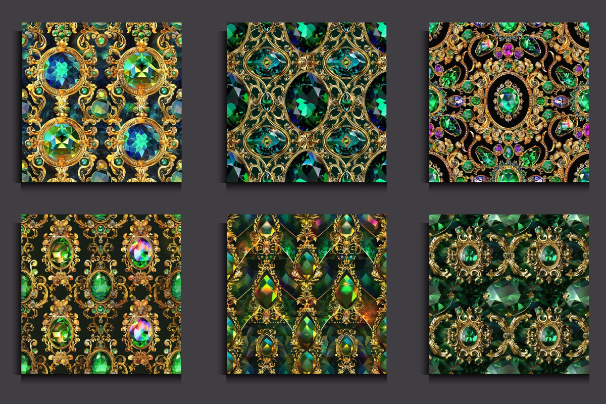 Emerald Gemstones Seamless Pattern, a Pattern Graphic by protabsorkar11 (Photo 4 of 5)