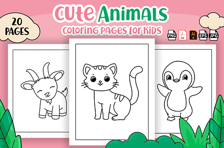 Cute Animals Coloring Pages for Kids