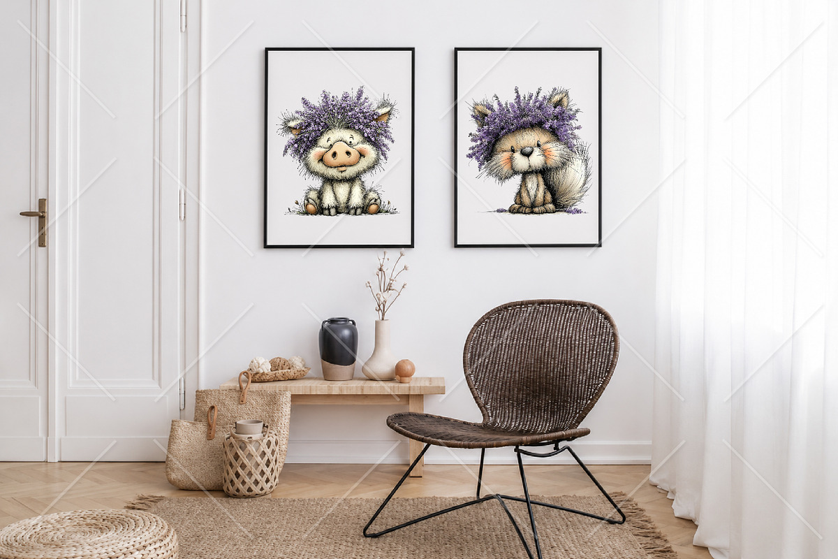 Whimsical Cute Lavender Animals PNG, a Seasonal Illustration by Canvas Craft (Photo 7 of 10)