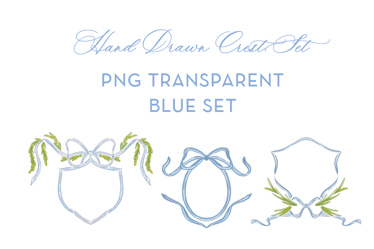 Light Blue Grandmillennial Crest Set, an Object Graphic by SarahOMaryDesigns