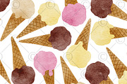 Watercolour Ice Cream Pattern, a Pattern Graphic by Rebecca Flaherty (Thumbnail 3 of 3)