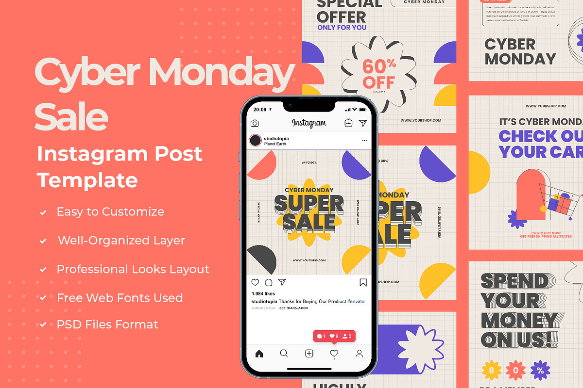 Cyber Monday Instagram Post, a Social Media Template by edukka