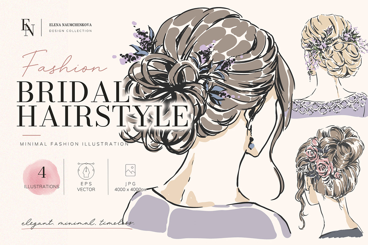 Elegant Bridal Hairstyle Set, a Person Illustration by Elena Naumchenkova (Photo 1 of 3)