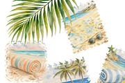 Summer Beach Essentials Watercolor, a Decorative Illustration by Sunshine Art (Thumbnail 2 of 6)