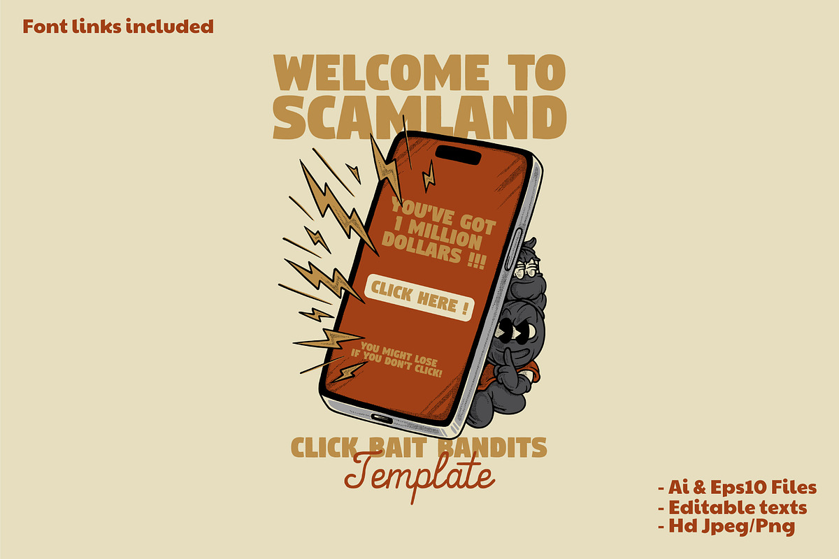 two thieves hiding behind smartphone, a Branding & Logo Template by Judsart (Photo 1 of 3)