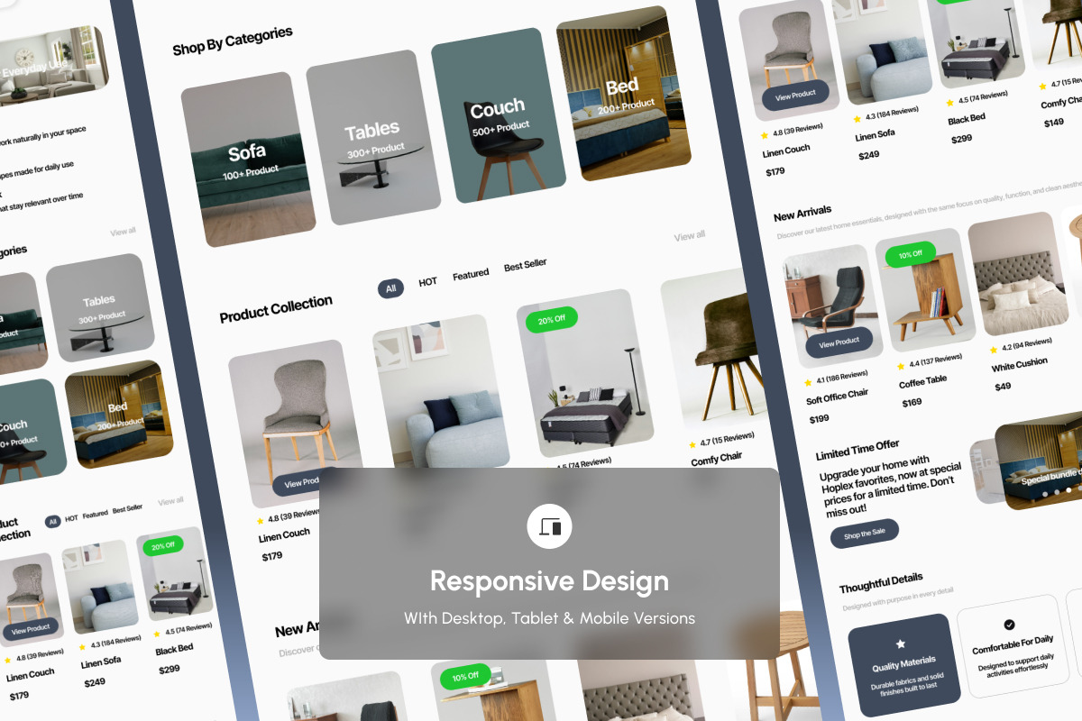 Hoplex Home Product Catalog Landing, a Landing Page Template by trabaskriya (Photo 3 of 5)