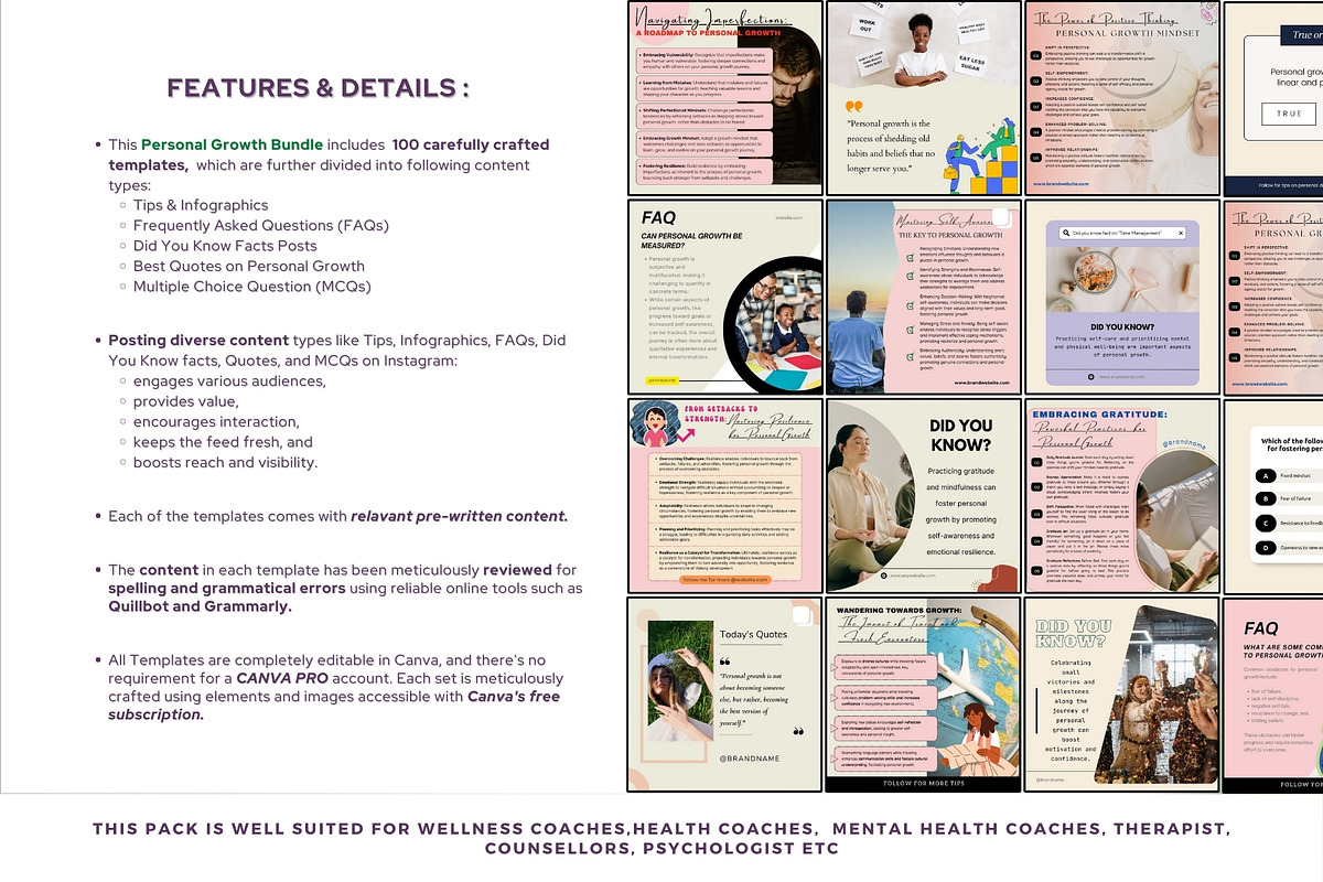 Personal Growth Canva IG Templates, a Templates & Theme by Digital Template Cart (Photo 2 of 8)