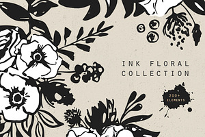 Ink floral collection. Floral ABC
