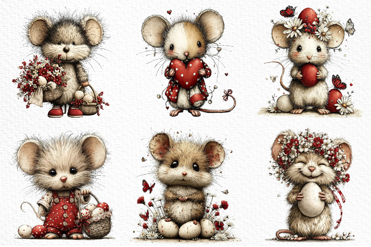 Whimsical Easter Mouse Clipart Png, an Illustration by Craft Nest (Photo 3 of 11)