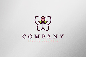 Rose Butterfly Logo Template