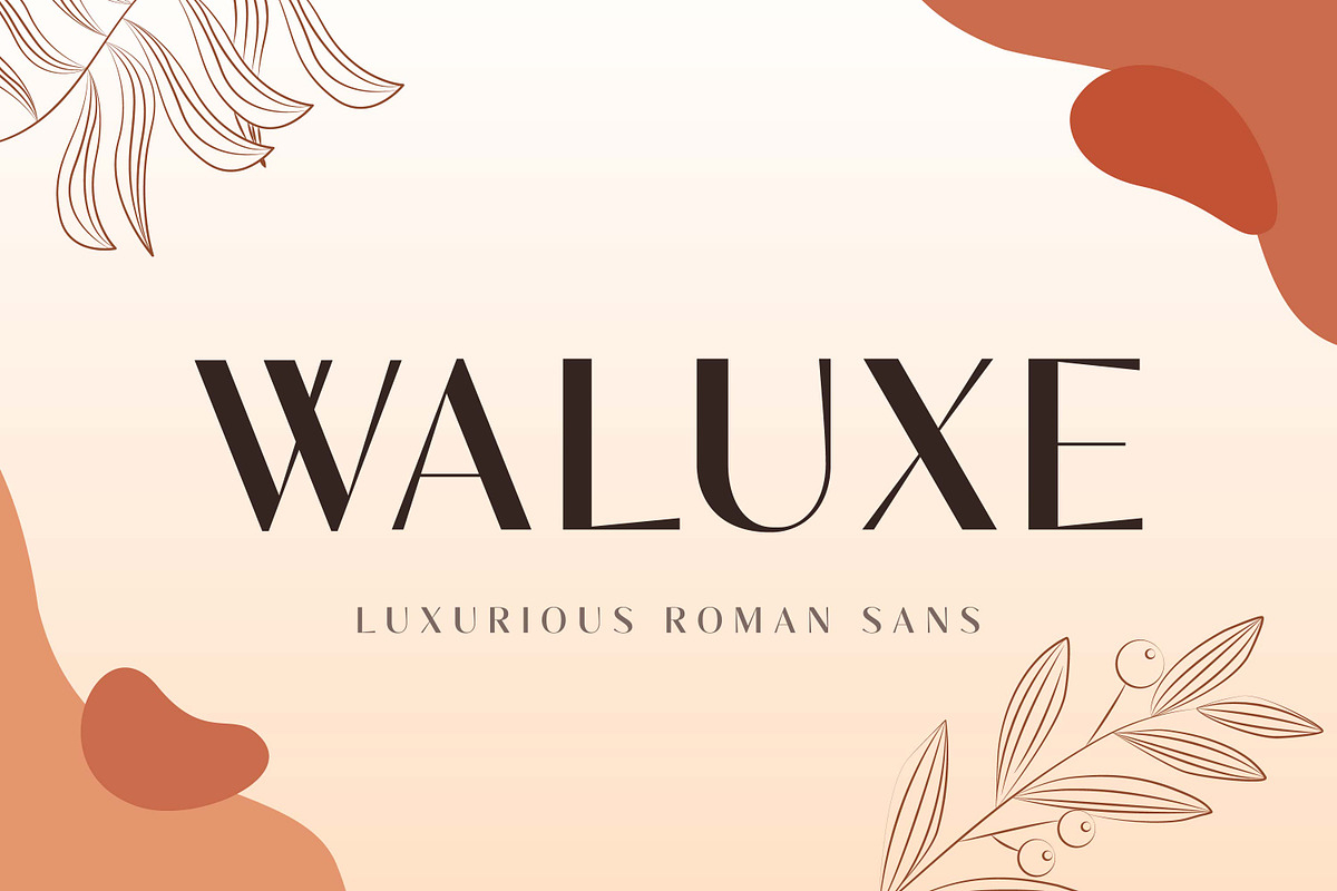 Waluxe - Luxurios Roman Sans, a Sans Serif Font by Almarkhatype (Photo 1 of 10)