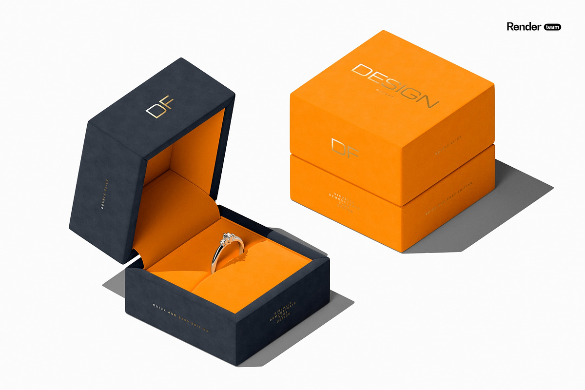 Jewelry Box Mockup Set, a Packaging Mockup by Renderteam (Photo 9 of 10)