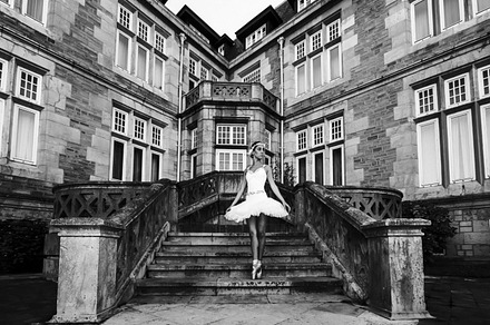 Ballerina dancer stock photo containing adjusting and ballerina