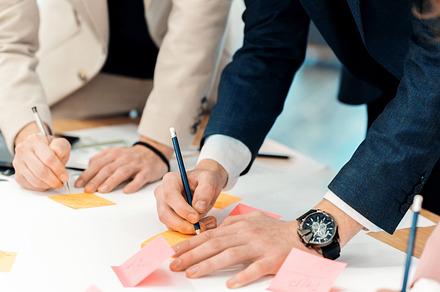 Business meeting in an office, a Business Photo by frimufilms
