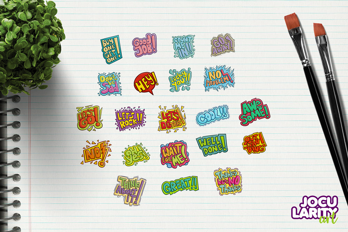 Funny Graffiti Words Cartoon Vector, a Decorative Illustration by Jocularity Art (Photo 2 of 3)