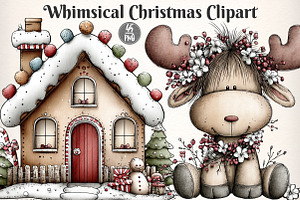 Whimsical Christmas Clipart Bundle, an Illustration by Dream Creation