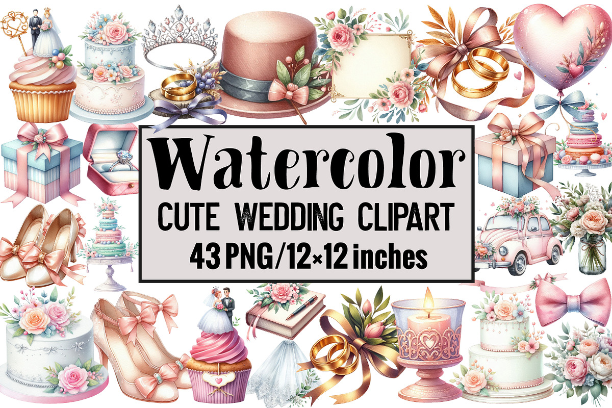 Cute Wedding Clipart, an Illustration by Design Market (Photo 1 of 3)
