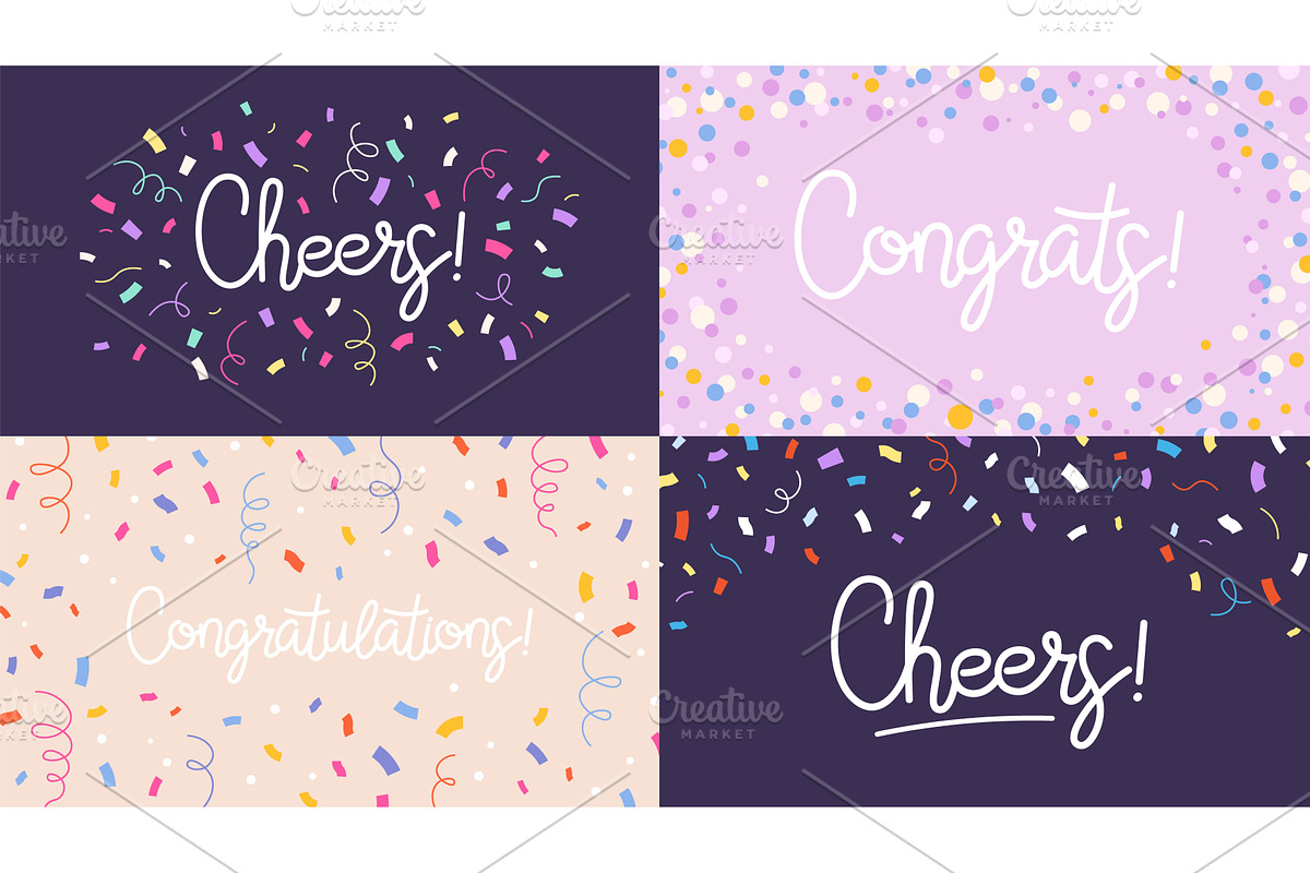 Congrats banners with confetti, a Background Graphic by LadadikArt
