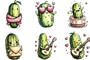 Whimsical Funny Pickle Valentine PNG, an Illustration by CraftArtStudio (Thumbnail 3 of 5)