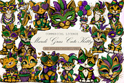 Mardi Gras Cute Kitty Clipart, an Illustration by Sublimation Artist (Thumbnail 1 of 6)