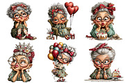 Whimsical Old Lady Birthday Clipart, an Illustration by Craft Nest (Thumbnail 3 of 11)