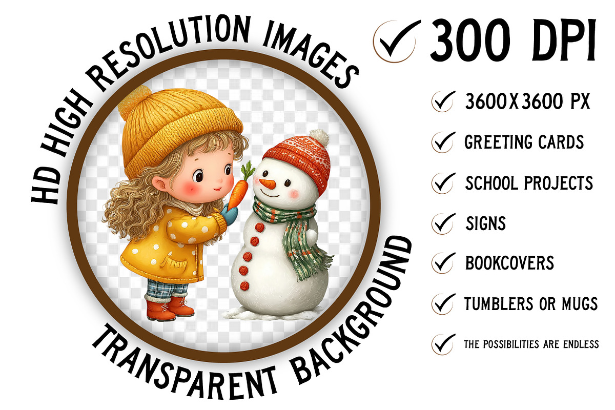 Christmas Girl with Snowman PNG, an Illustration by Craft Nest (Photo 2 of 11)
