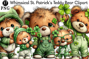 St. Patrick's Teddy Bear Clipart, an Illustration by Daily.Designs