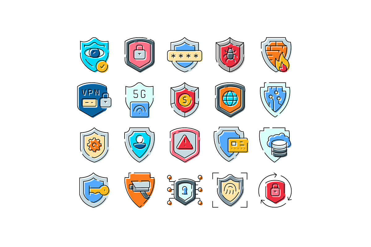 Cyber security shield icons for, an Object Graphic by pikepicture (Photo 1 of 3)