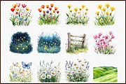 Wall Art Set Watercolor Wildflowers, an Illustration by Sublimation Artist (Thumbnail 3 of 6)