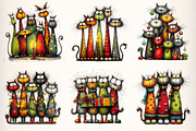 Whimsical Christmas Cats Clipart PNG, an Illustration by Dream Creation (Thumbnail 4 of 8)